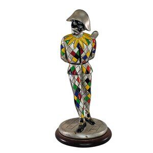 Vintage Brumal Italy Arlecchino Harlequin Clown Figurine Silver *FLAW*